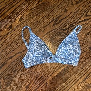 J. Crew Blue Floral Bikini Top